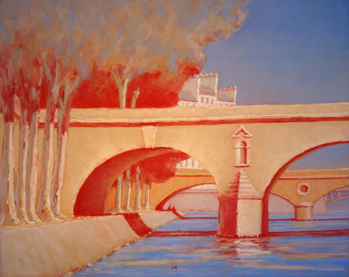 Pont Marie rouge, Paris 绘画, 23.6x29.5 in