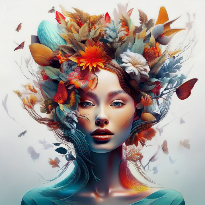 FEMME NATURE VÉGÉTATION 数字艺术