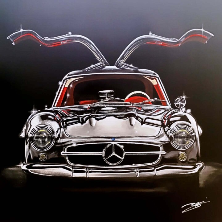 Mercedes 300sl 绘画, 31.5x31.5 in