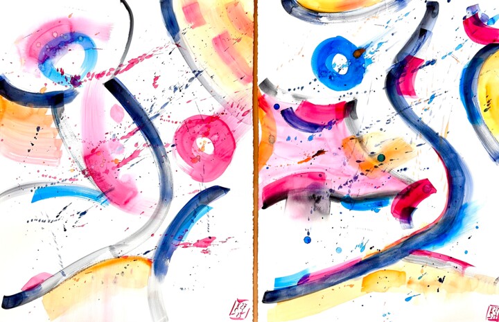 Diptychon: Zeitminimalismus I & II 绘画, 29.9x44.1 in