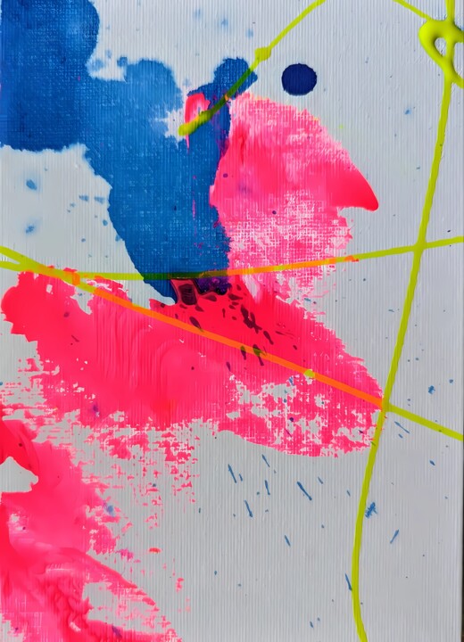 Painting titled "Postcard #5" by Duna Eva, Original Artwork, Acrylic Mounted on Cardboard
