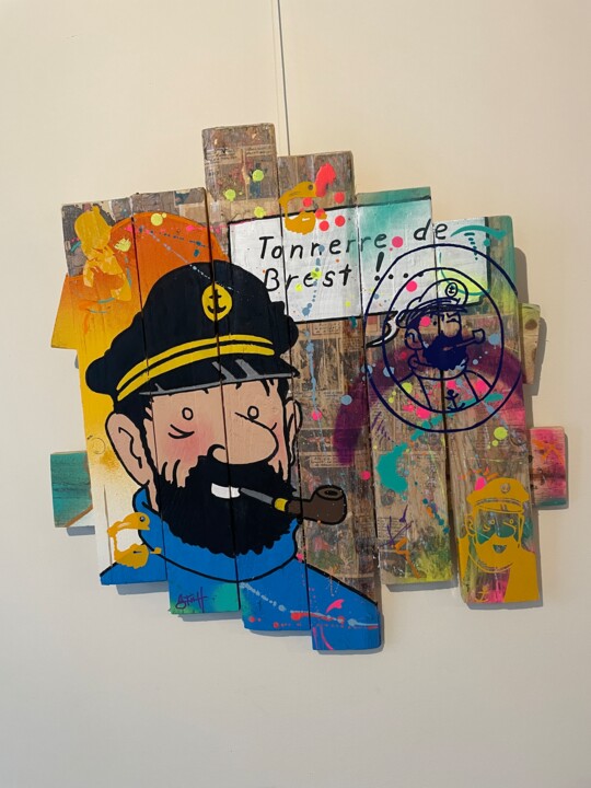 Painting titled "Tableau POP Art Cap…" by Vincent Streiff, Original Artwork, Acrylic Mounted on Wood Panel