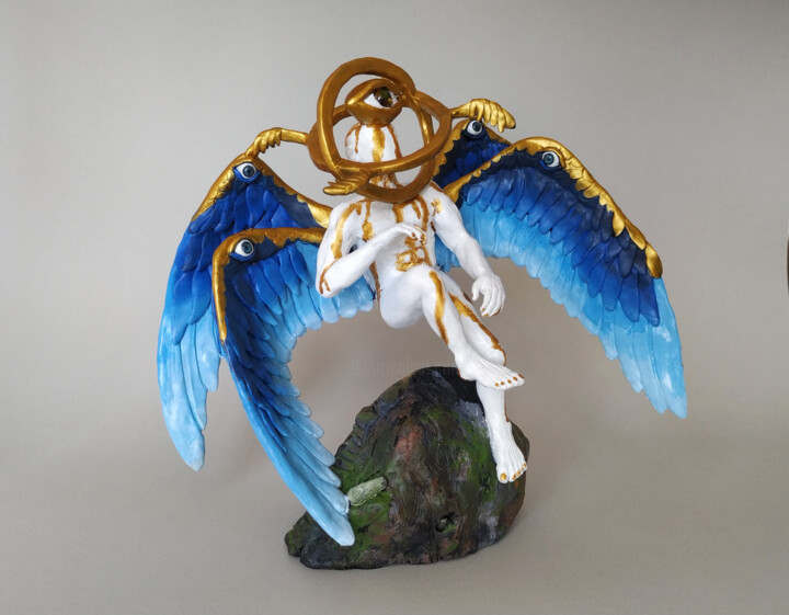 Angel sculpture Surrealism ephemeral creature Le Veilleur Cé 雕塑, 8.7x9.5 in