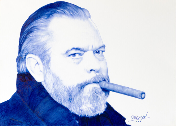 图画 标题为“Orson Wells” 由Ananou, 原创艺术品, 圆珠笔