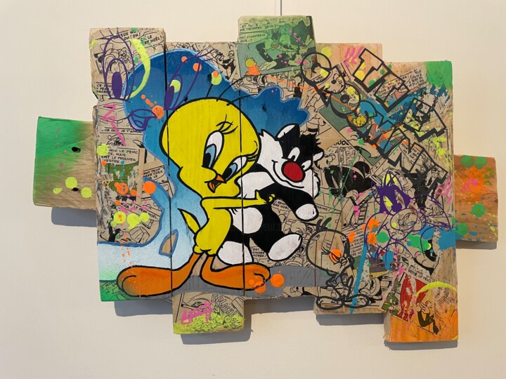 Tableau POP Art TITI et Grosminet 绘画, 12.6x17.7 in