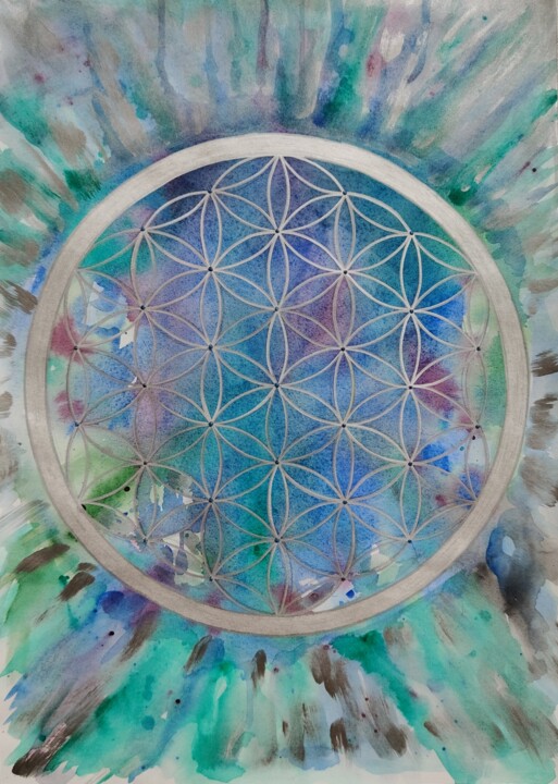 图画 标题为“Flower of life” 由Oksana Gorbatova, 原创艺术品, 水彩