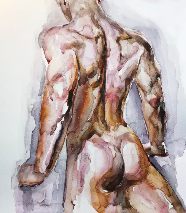 Man Nudity 绘画, 12x10 in