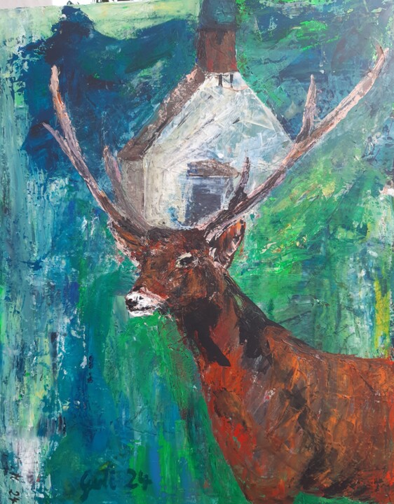 Der Hirsch vom Schnappenberg 绘画, 39.4x31.5 in