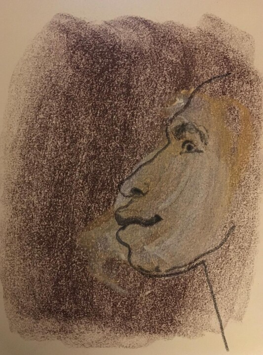 Dessin intitulée "Cabeza" par Antonio Zugasti Cabrillo, Œuvre d'art originale, Pastel