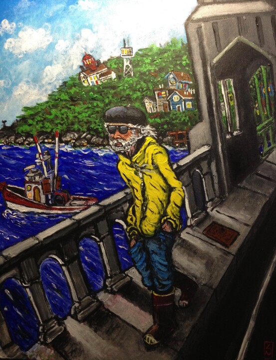 Painting titled "‘Yellow Man’" by Erik Schlobohm, Original Artwork, Acrylic