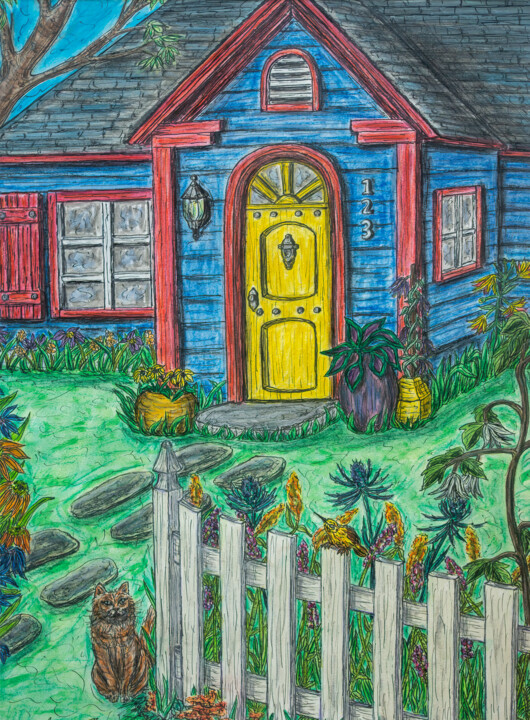Wildflower Cottage Schilderij, 23,5x17,5 in