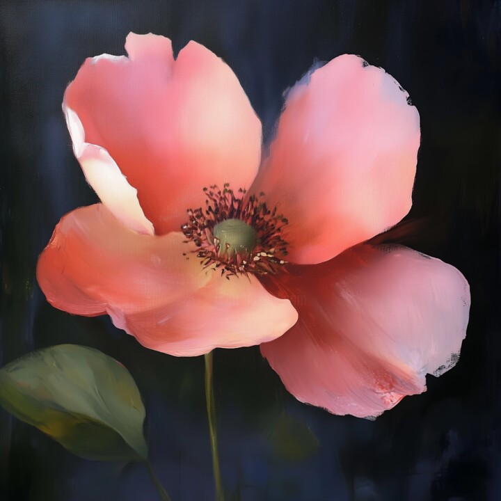 Soft Coral Anemone on Dark Background 绘画, 7.9x7.9 in