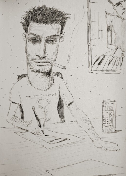 Dessin intitulée "Sketchy figures - 8…" par Milto Sideris, Œuvre d'art originale, Stylo à bille