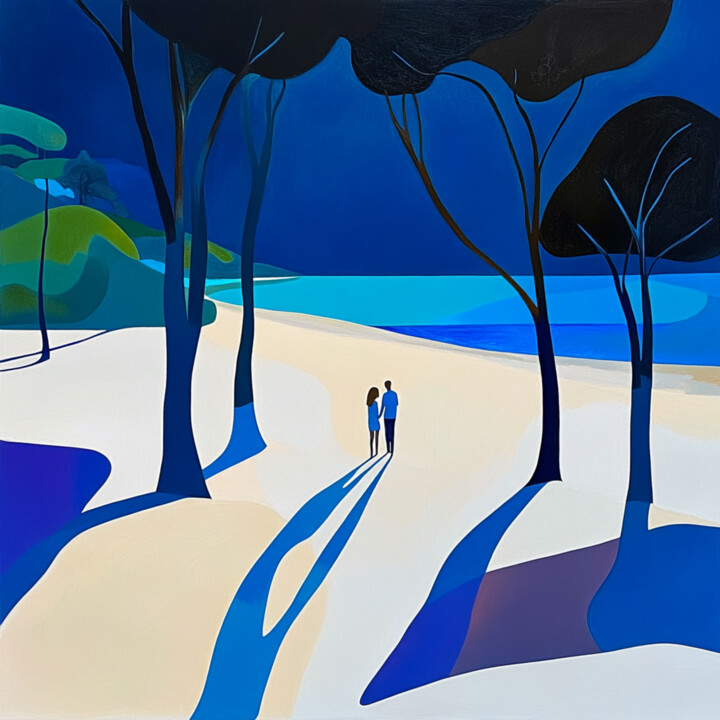 Blue shadows on the sandy shore 0003 Digital Arts