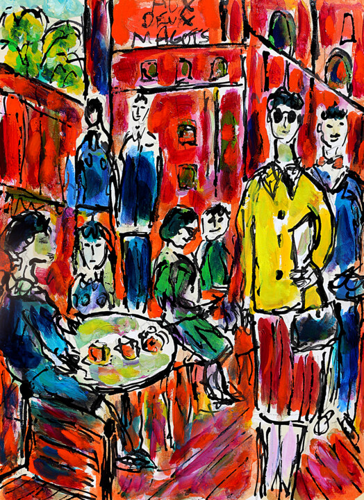 Peinture intitulée "Tailleur jaune" par Jean Mirre, Œuvre d'art originale, Huile