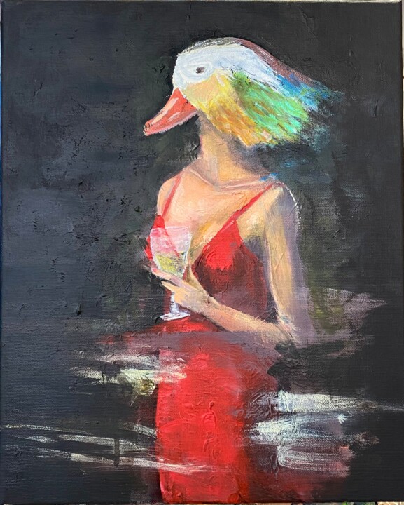 Cocktail chez Milady 绘画, 16.1x13 in