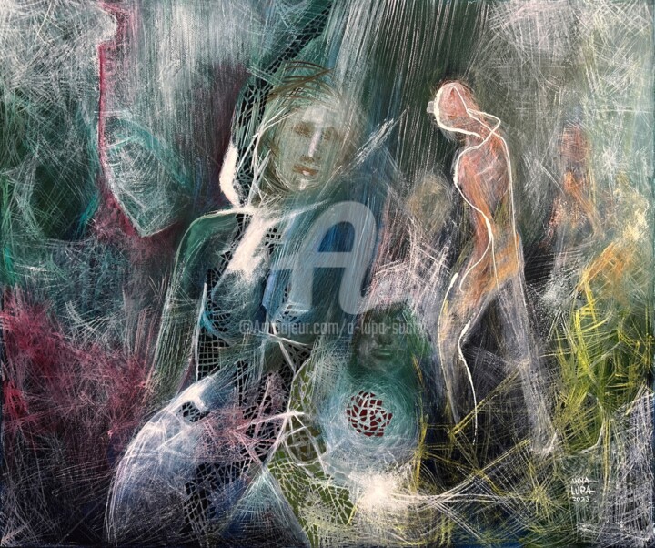 Peinture intitulée "Tajemnice" par Anna Lupa-Suchy, Œuvre d'art originale, Huile