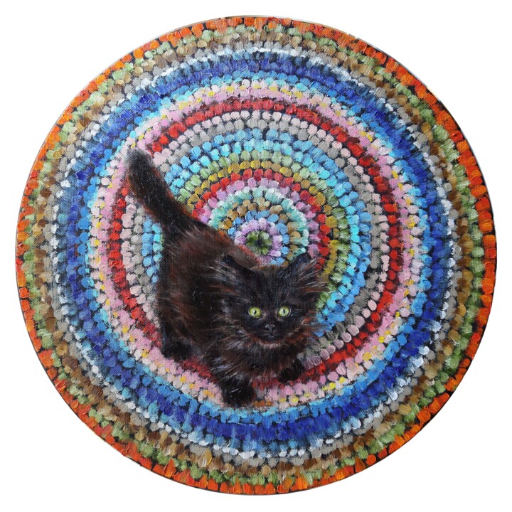 Blackie on the mat 绘画, 19.7x19.7 in