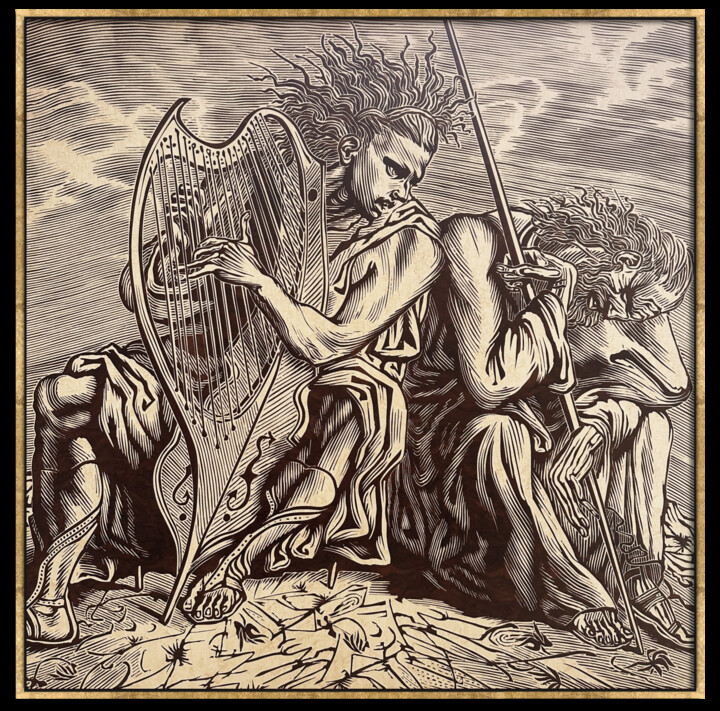 Sculpture intitulée "David & Saul" par Alexander Anisimov, Œuvre d'art originale, Bois