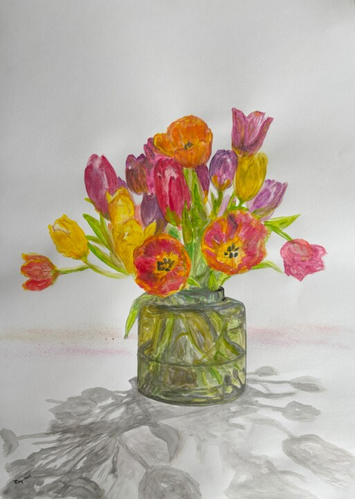 (Kinder)Garden) Tulips Dessin, 27,6x19,7 in
