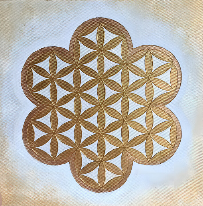 Sacred Geometry Flower of Life artwork 绘画, 11.8x11.8 in