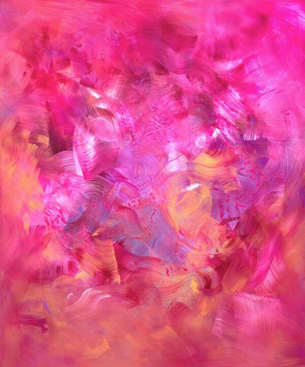 Painting titled "Blossom Haze" by Paresh Nrshinga F R S A, Original Artwork, Acrylic Mounted on Wood Stretcher frame