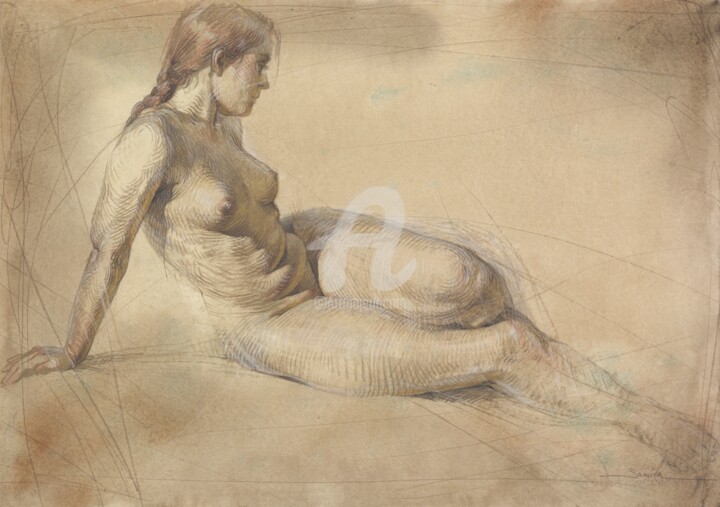 Erotic Art Nude #1896 图画, 11.4x16.1 in