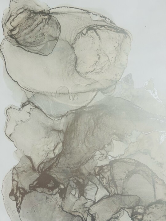 Peinture intitulée "Whispers in Monochr…" par Violeta Allaberdieva, Œuvre d'art originale, Encre