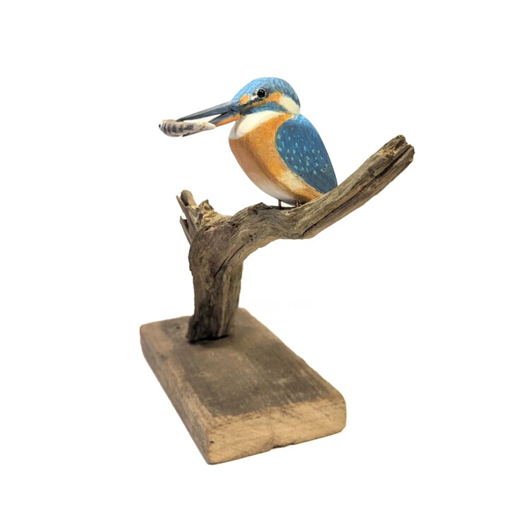 IJsvogel met stekelbaars 雕塑, 8.3x10.2 in