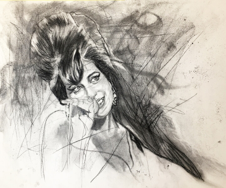 Drawing titled "AMY" by Sarita Nanni, Original Artwork, Charcoal