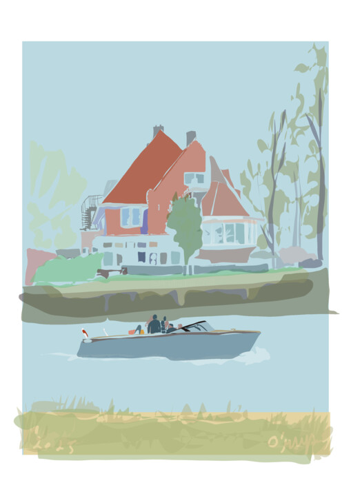 OUD-ZUID (Yoko & John Lennon) Amsterdam 数字艺术, 16.5x11.7 in