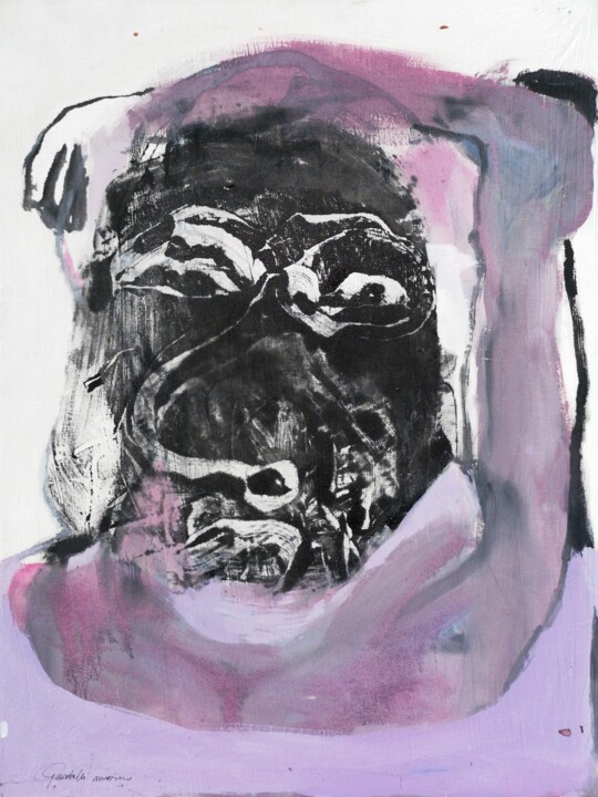 Painting titled "Portrait 46" by Massimo Quadrelli, Original Artwork, Acrylic Mounted on Wood Stretcher frame