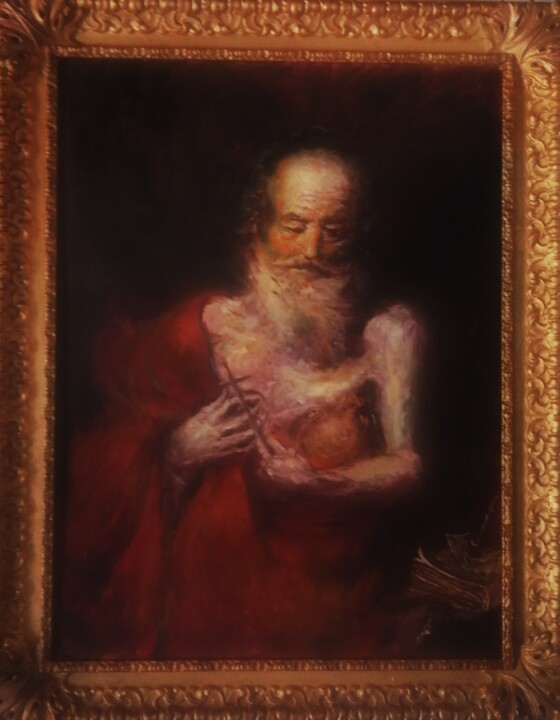D'après Giuseppe de Ribera, Saint Jérôme Attending Christ 绘画, 37.4x29.5 in