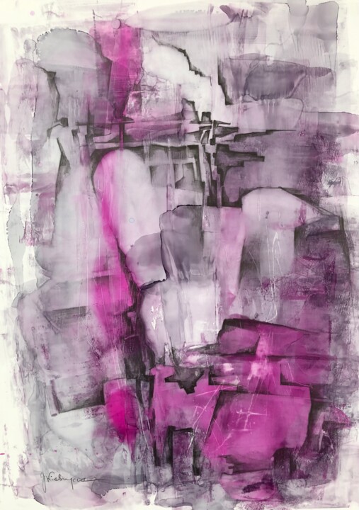 Pink in the future 2/3 Schilderij, 11,8x7,9 in