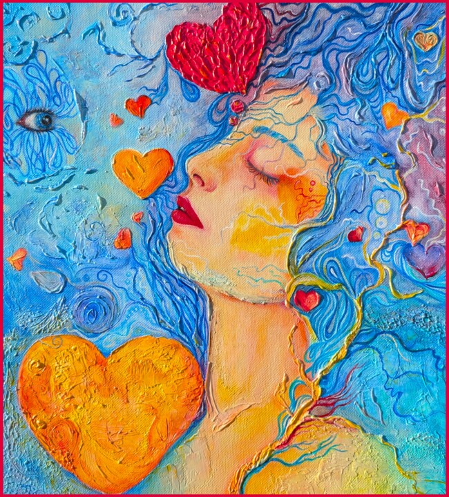 "Love Stories" 绘画, 15.8x15.8 in