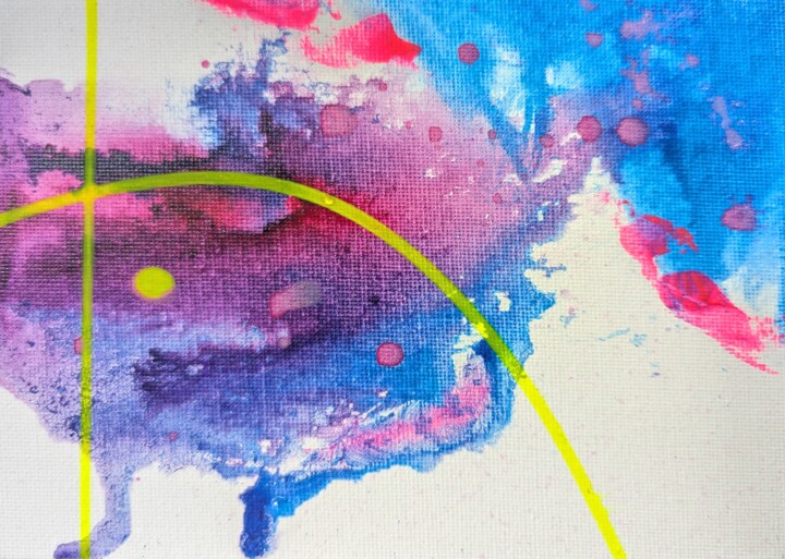Painting titled "Postcard #7" by Duna Eva, Original Artwork, Acrylic Mounted on Cardboard