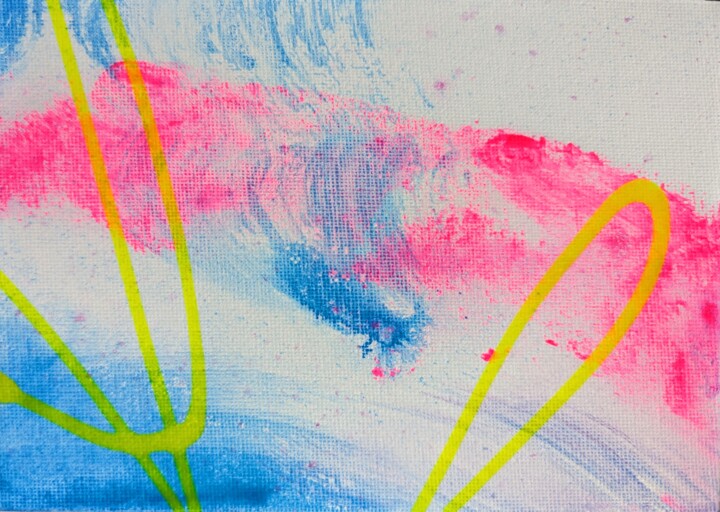 Painting titled "Postcard #10" by Duna Eva, Original Artwork, Acrylic Mounted on Cardboard