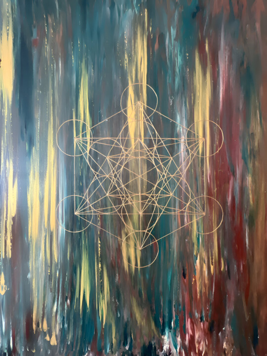 Element of Earth – Metatron’s Cube Sacred Geometry Energy Pa 绘画, 35.4x27.6 in