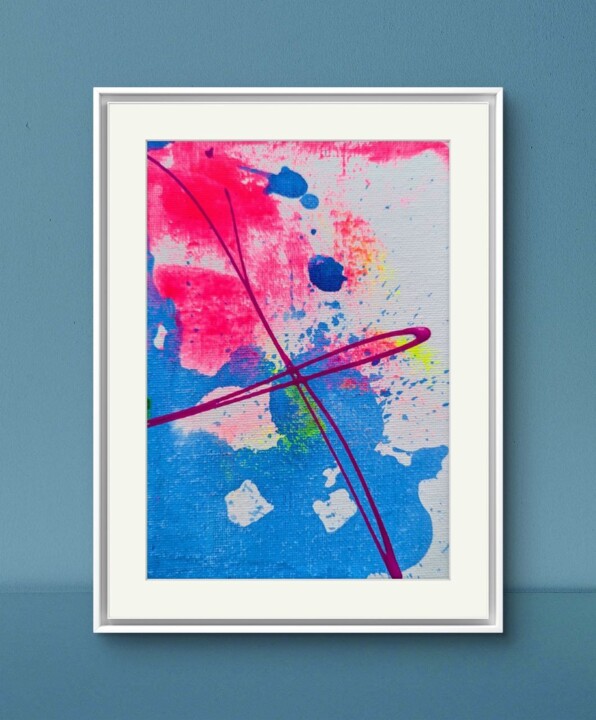 Painting titled "Postcard #11" by Duna Eva, Original Artwork, Acrylic Mounted on Cardboard