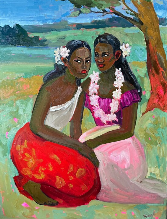 Painting titled "Таитянки" by Olga Bronskikh, Original Artwork, Oil