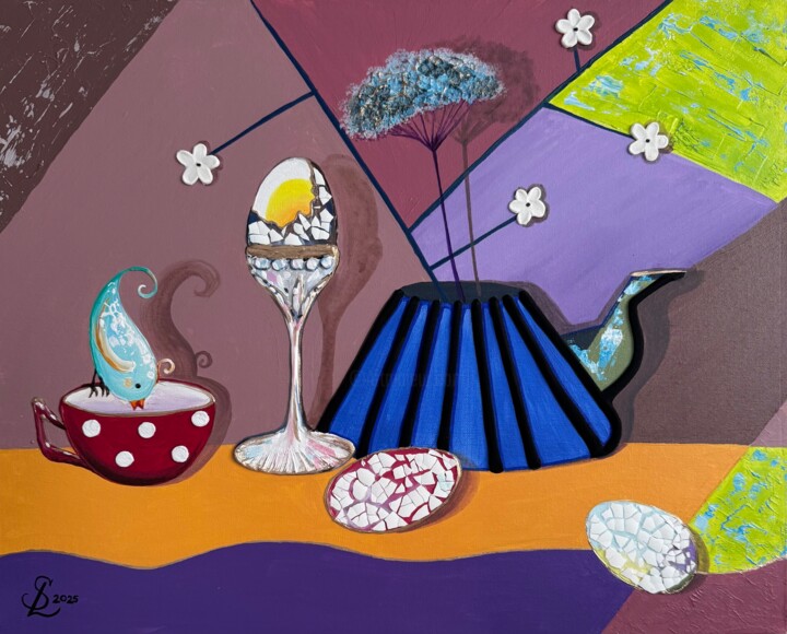 Colorful Still Life: Easter morning 绘画, 15.8x19.7 in