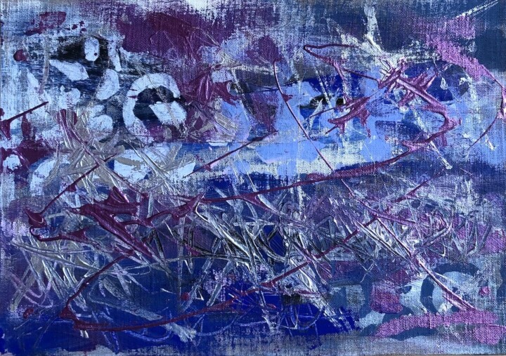Painting titled "Abstract Metallic A…" by Elena Afanaseva, Original Artwork, Acrylic