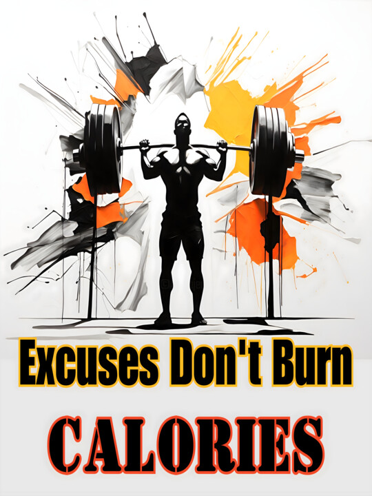 Excuses Don'T Burn Calories Gym Minimalist Abstract Fitness 数字艺术