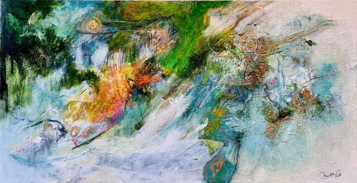 Schilderij getiteld "Flâneries naturelles" door Mariclair Plante, Origineel Kunstwerk, Acryl Gemonteerd op Frame voor houten…