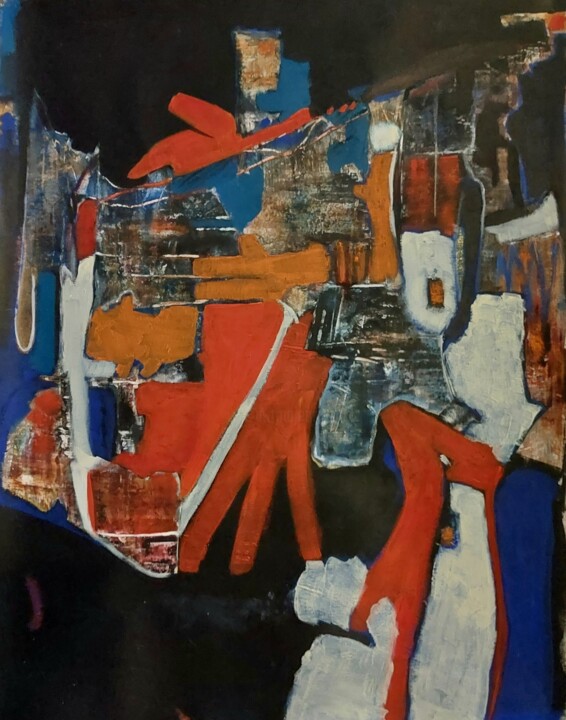 La nuit fasciste s'installe à grand bruit. 绘画, 35.8x28 in