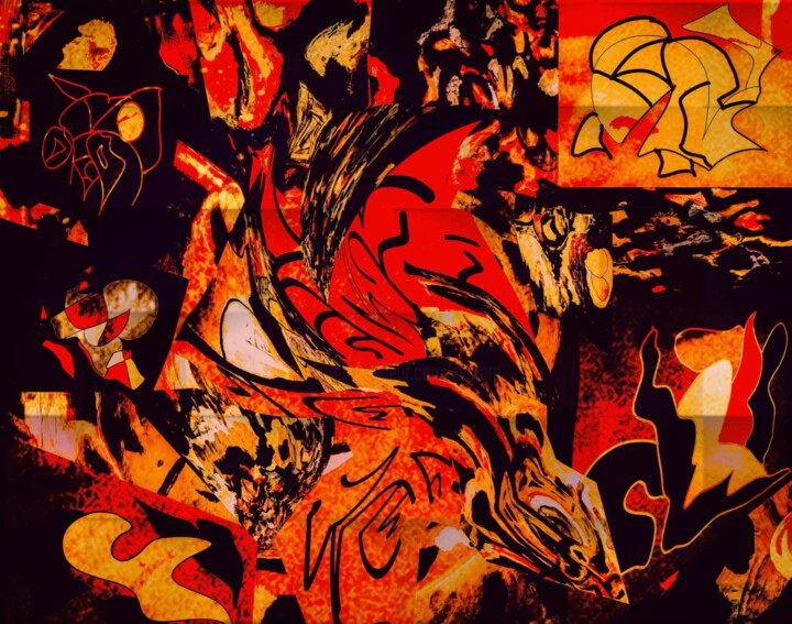 Digital Arts titled "Centrifugal force" by Zykram, Original Artwork, 2D Digital Work Mounted on Wood Stretcher frame