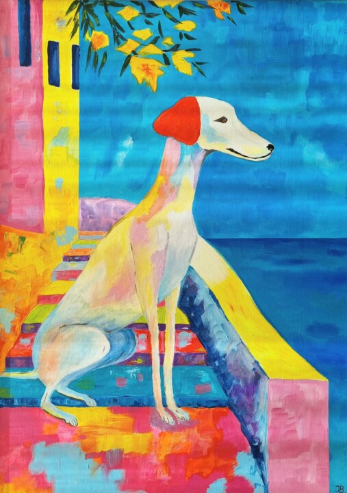 Painting titled "Mediterranean Seren…" by Iuliia Batsyna, Original Artwork, Acrylic Mounted on Wood Stretcher frame
