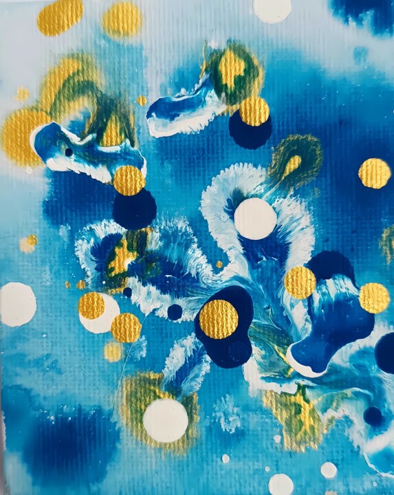 Oceanic Whispers – Abstract Blue Harmony 印花与版画, 3.9x3.2 in