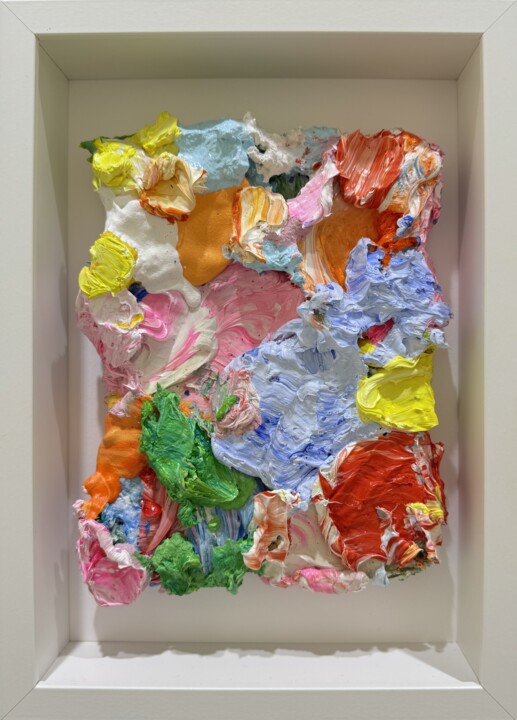 Painting titled "Miniature" by Pascal Courcelles, Original Artwork, Oil Mounted on Wood Panel