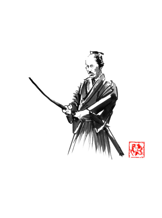 samurai in the forest 图画, 15.8x11.8 in